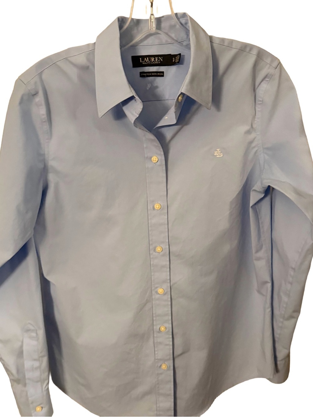 Lauren Ralph Lauren Women’s Light Blue Button Down Shirt Stretch Non Iron S/P